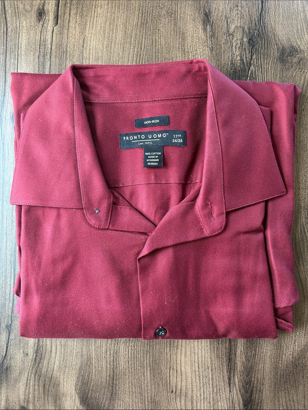 Pronto Uomo Men’s Wine Red Button-Up Dress Shirt